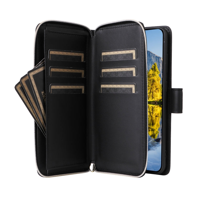 For Samsung Galaxy A54 Nine-card Slots Zipper Wallet Bag Leather Phone Case