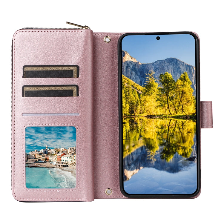For Samsung Galaxy A54 Nine-card Slots Zipper Wallet Bag Leather Phone Case
