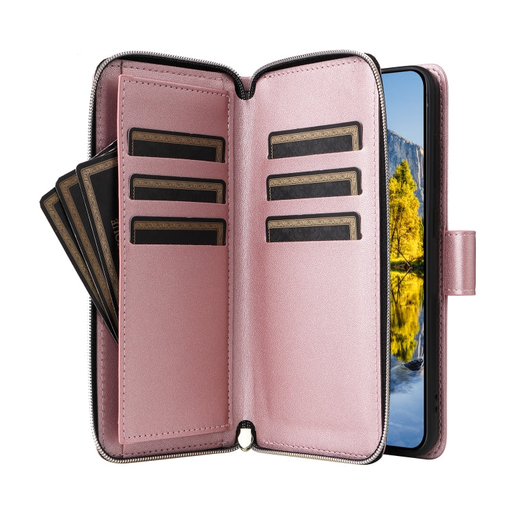 For Samsung Galaxy A54 Nine-card Slots Zipper Wallet Bag Leather Phone Case