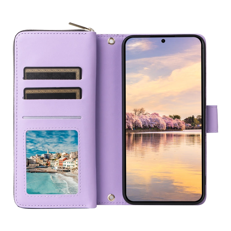 For Samsung Galaxy A55 Nine-card Slots Zipper Wallet Bag Leather Phone Case