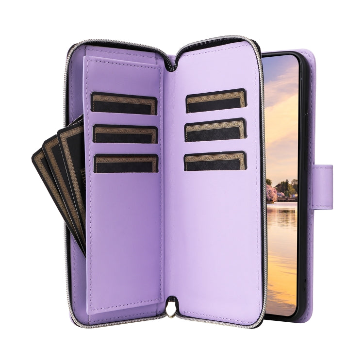 For Samsung Galaxy A55 Nine-card Slots Zipper Wallet Bag Leather Phone Case