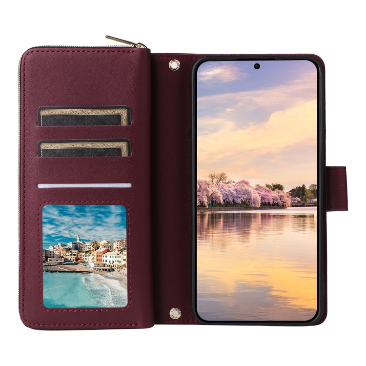 For Samsung Galaxy A55 Nine-card Slots Zipper Wallet Bag Leather Phone Case