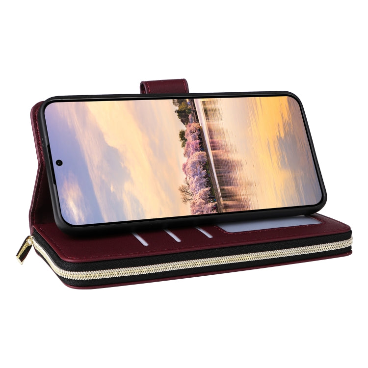 For Samsung Galaxy A55 Nine-card Slots Zipper Wallet Bag Leather Phone Case