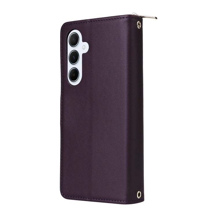 For Samsung Galaxy A55 Nine-card Slots Zipper Wallet Bag Leather Phone Case