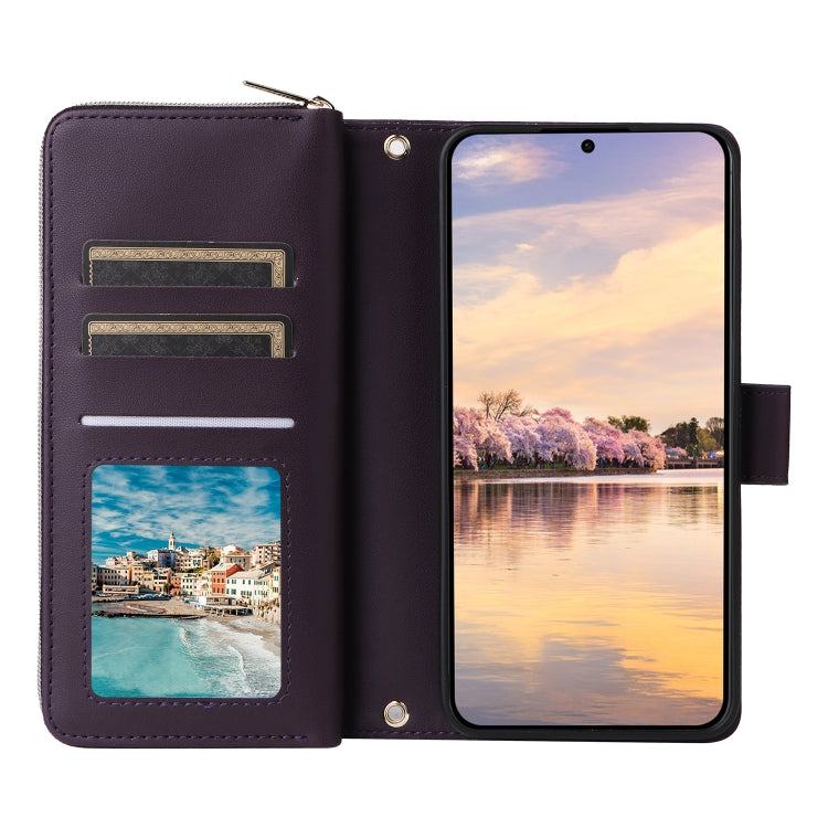 For Samsung Galaxy A55 Nine-card Slots Zipper Wallet Bag Leather Phone Case