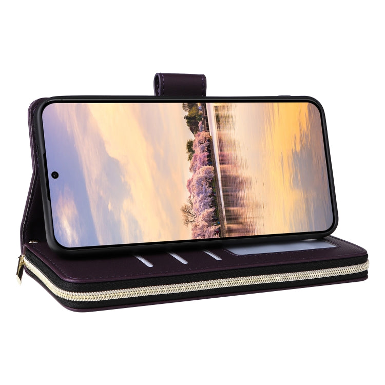 For Samsung Galaxy A55 Nine-card Slots Zipper Wallet Bag Leather Phone Case