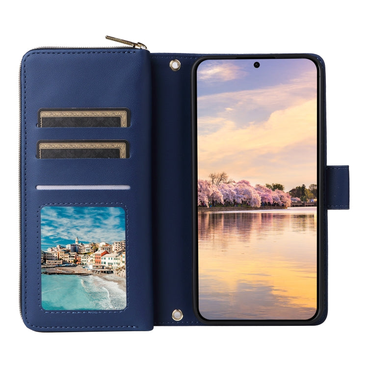For Samsung Galaxy A55 Nine-card Slots Zipper Wallet Bag Leather Phone Case