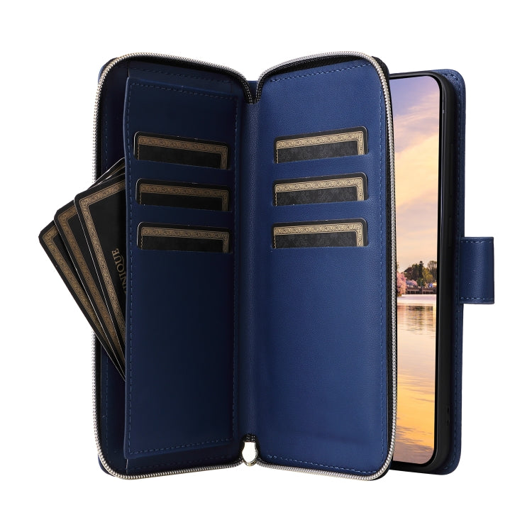 For Samsung Galaxy A55 Nine-card Slots Zipper Wallet Bag Leather Phone Case