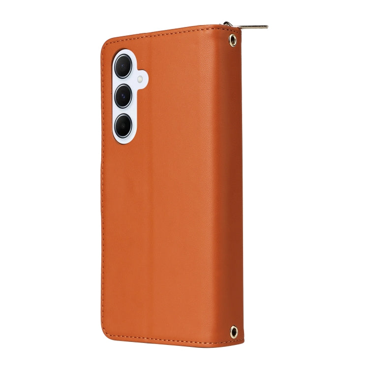 For Samsung Galaxy A55 Nine-card Slots Zipper Wallet Bag Leather Phone Case