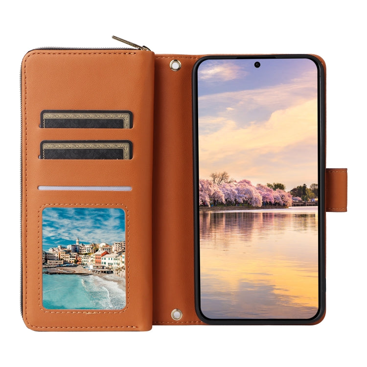 For Samsung Galaxy A55 Nine-card Slots Zipper Wallet Bag Leather Phone Case