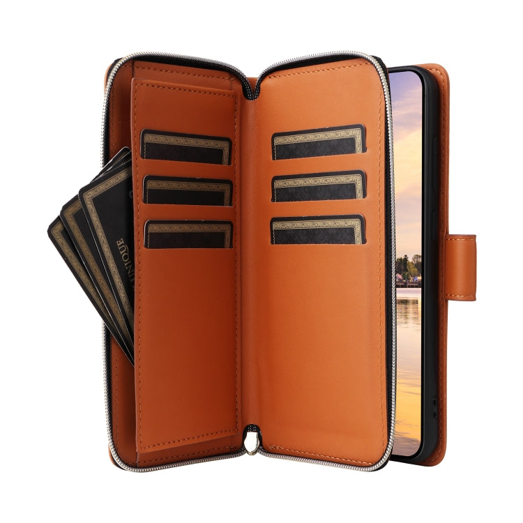 For Samsung Galaxy A55 Nine-card Slots Zipper Wallet Bag Leather Phone Case