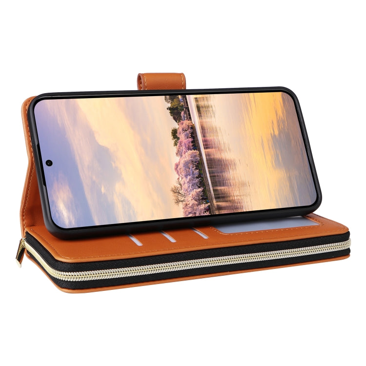 For Samsung Galaxy A55 Nine-card Slots Zipper Wallet Bag Leather Phone Case
