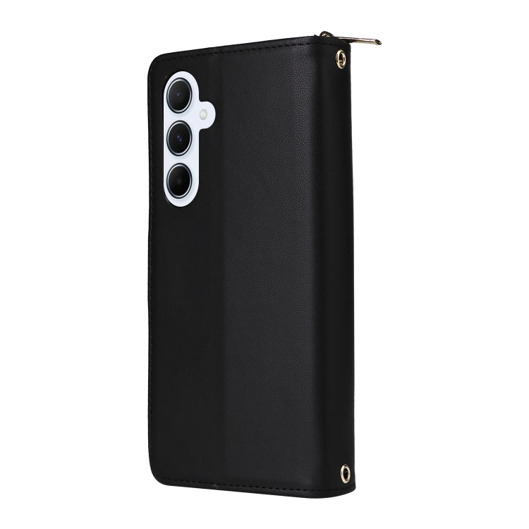 For Samsung Galaxy A55 Nine-card Slots Zipper Wallet Bag Leather Phone Case