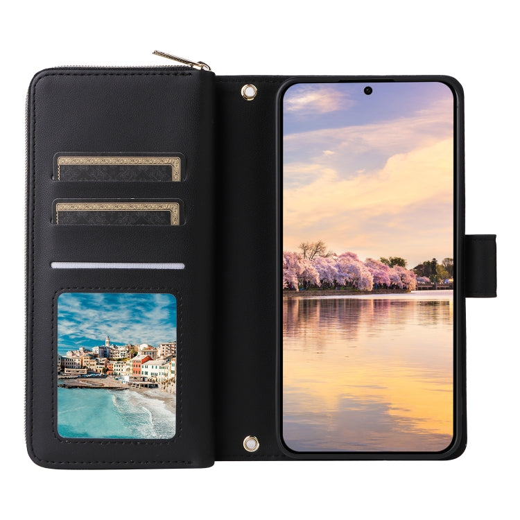 For Samsung Galaxy A55 Nine-card Slots Zipper Wallet Bag Leather Phone Case