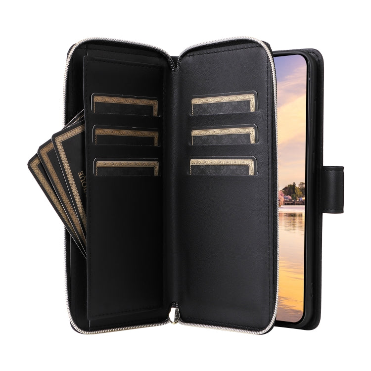 For Samsung Galaxy A55 Nine-card Slots Zipper Wallet Bag Leather Phone Case