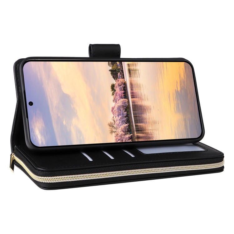 For Samsung Galaxy A55 Nine-card Slots Zipper Wallet Bag Leather Phone Case