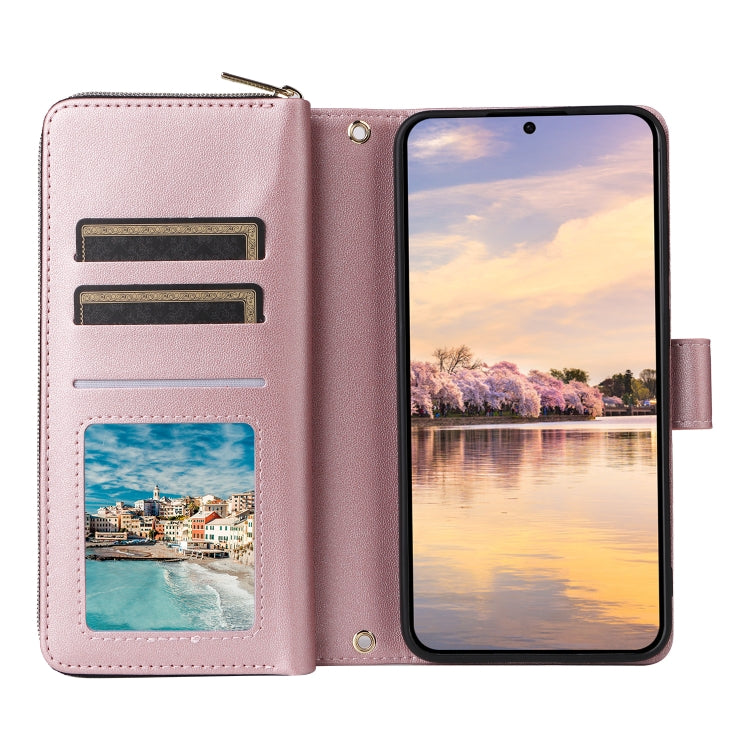 For Samsung Galaxy A55 Nine-card Slots Zipper Wallet Bag Leather Phone Case