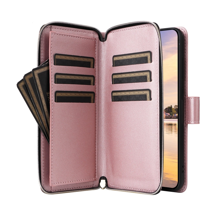 For Samsung Galaxy A55 Nine-card Slots Zipper Wallet Bag Leather Phone Case
