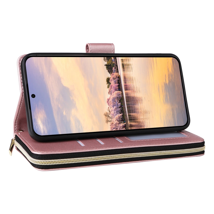 For Samsung Galaxy A55 Nine-card Slots Zipper Wallet Bag Leather Phone Case