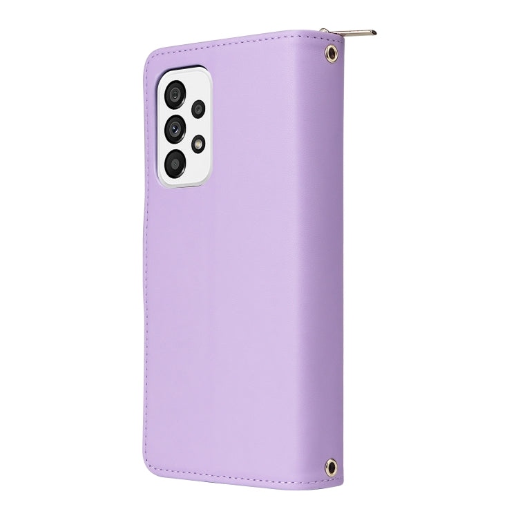 For Samsung Galaxy A73 5G Nine-card Slots Zipper Wallet Bag Leather Phone Case