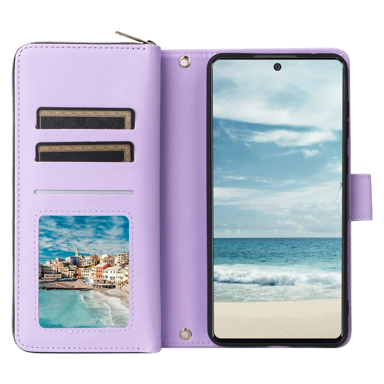 For Samsung Galaxy A73 5G Nine-card Slots Zipper Wallet Bag Leather Phone Case