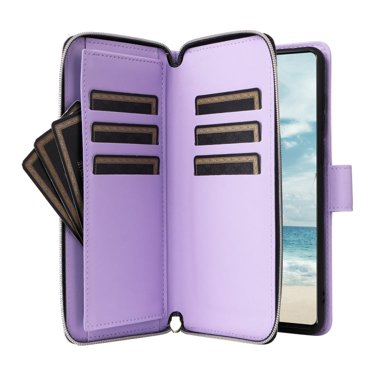 For Samsung Galaxy A73 5G Nine-card Slots Zipper Wallet Bag Leather Phone Case