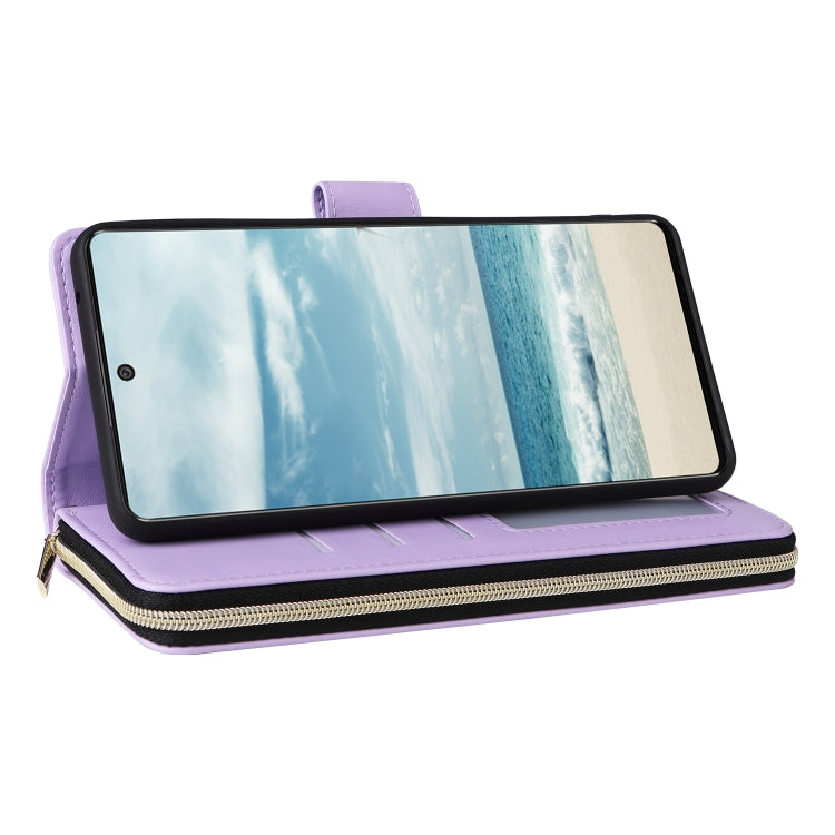 For Samsung Galaxy A73 5G Nine-card Slots Zipper Wallet Bag Leather Phone Case