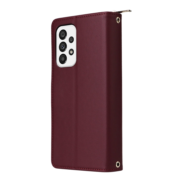 For Samsung Galaxy A73 5G Nine-card Slots Zipper Wallet Bag Leather Phone Case