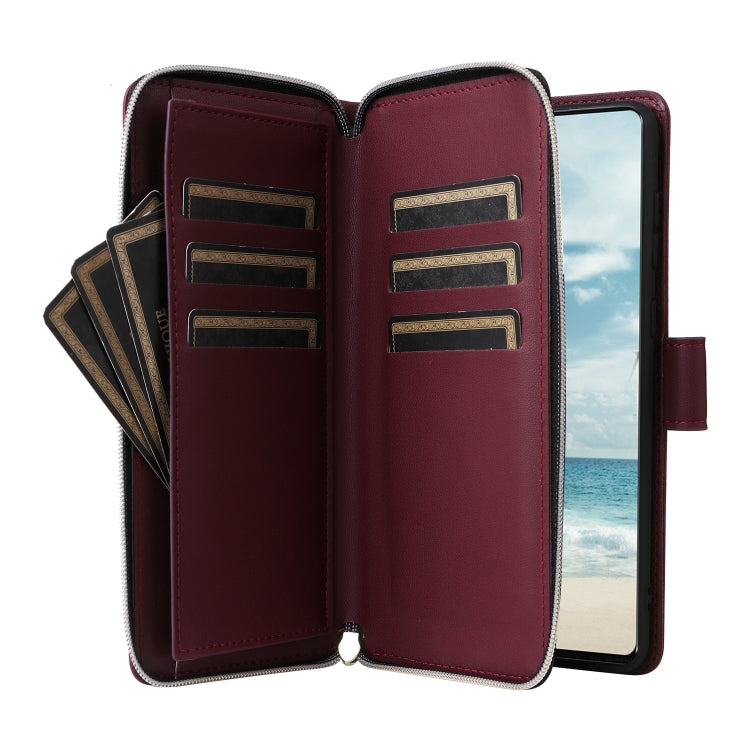 For Samsung Galaxy A73 5G Nine-card Slots Zipper Wallet Bag Leather Phone Case
