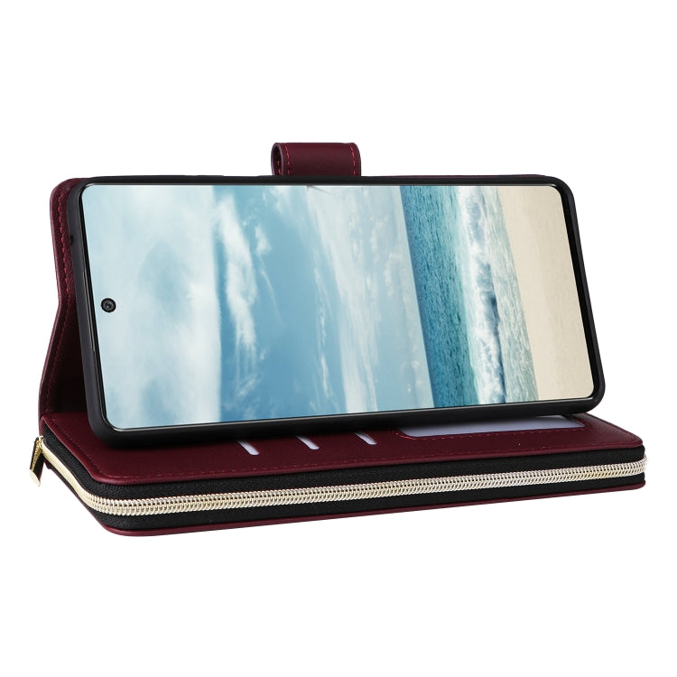 For Samsung Galaxy A73 5G Nine-card Slots Zipper Wallet Bag Leather Phone Case