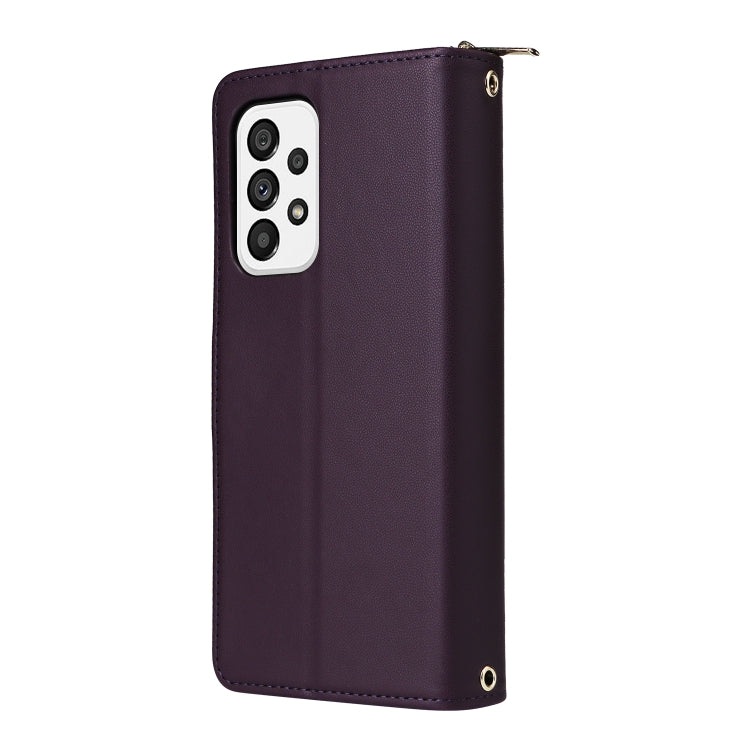 For Samsung Galaxy A73 5G Nine-card Slots Zipper Wallet Bag Leather Phone Case