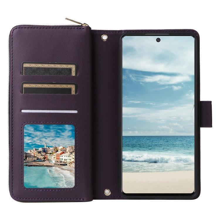For Samsung Galaxy A73 5G Nine-card Slots Zipper Wallet Bag Leather Phone Case