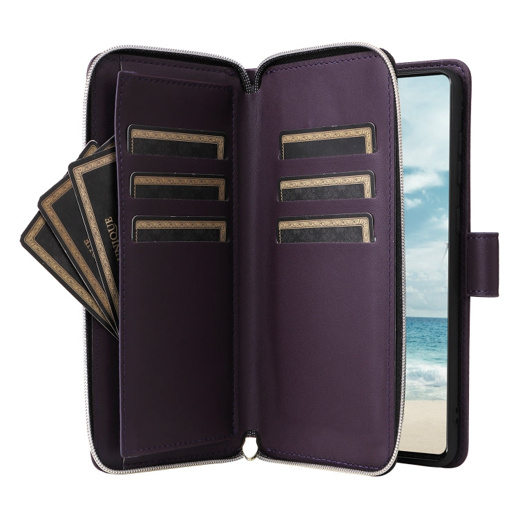 For Samsung Galaxy A73 5G Nine-card Slots Zipper Wallet Bag Leather Phone Case