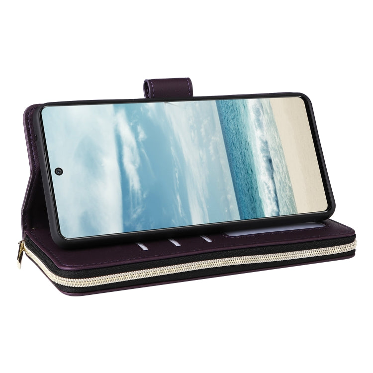 For Samsung Galaxy A73 5G Nine-card Slots Zipper Wallet Bag Leather Phone Case