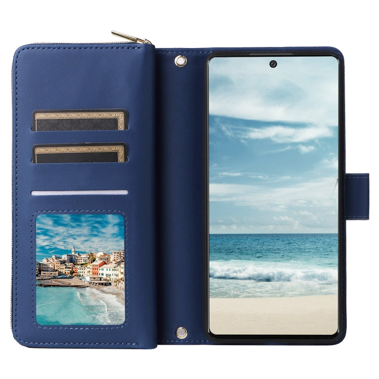 For Samsung Galaxy A73 5G Nine-card Slots Zipper Wallet Bag Leather Phone Case