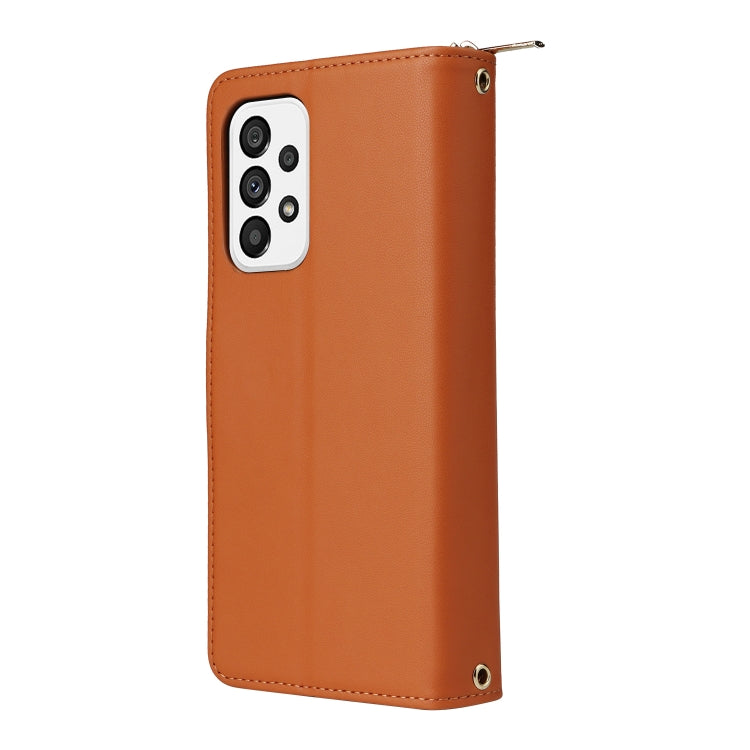 For Samsung Galaxy A73 5G Nine-card Slots Zipper Wallet Bag Leather Phone Case