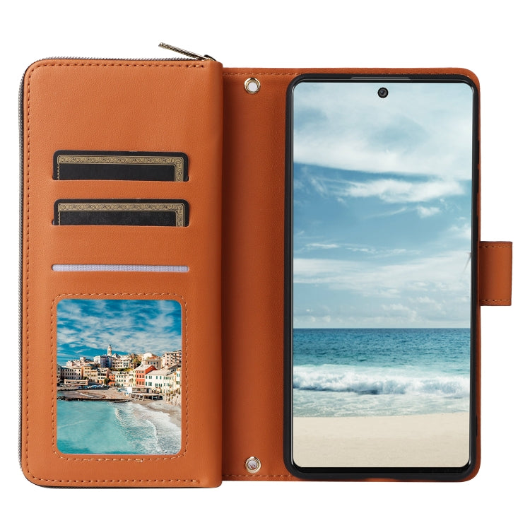 For Samsung Galaxy A73 5G Nine-card Slots Zipper Wallet Bag Leather Phone Case