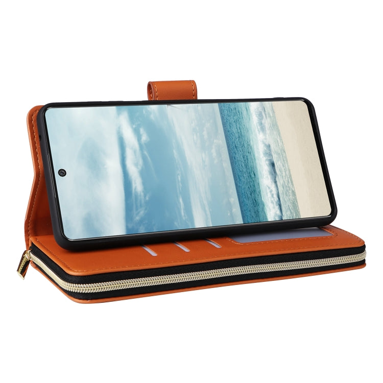 For Samsung Galaxy A73 5G Nine-card Slots Zipper Wallet Bag Leather Phone Case