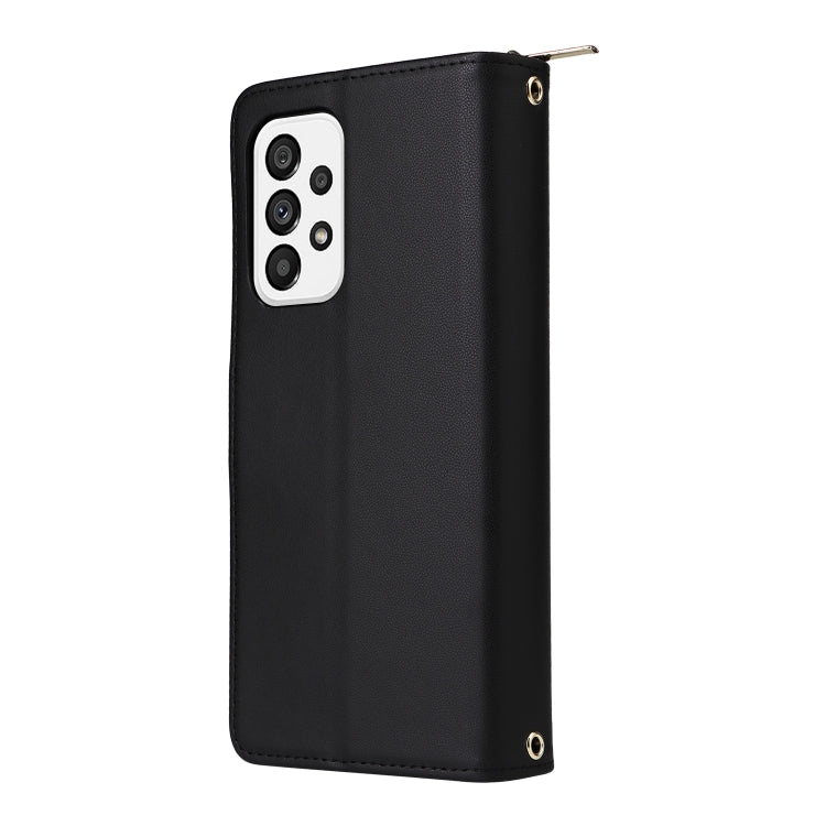 For Samsung Galaxy A73 5G Nine-card Slots Zipper Wallet Bag Leather Phone Case