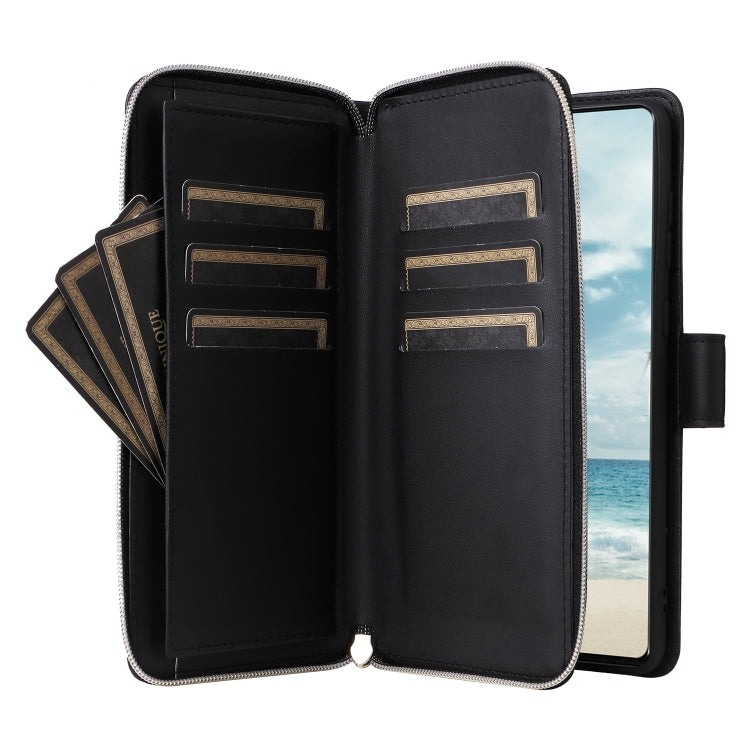 For Samsung Galaxy A73 5G Nine-card Slots Zipper Wallet Bag Leather Phone Case