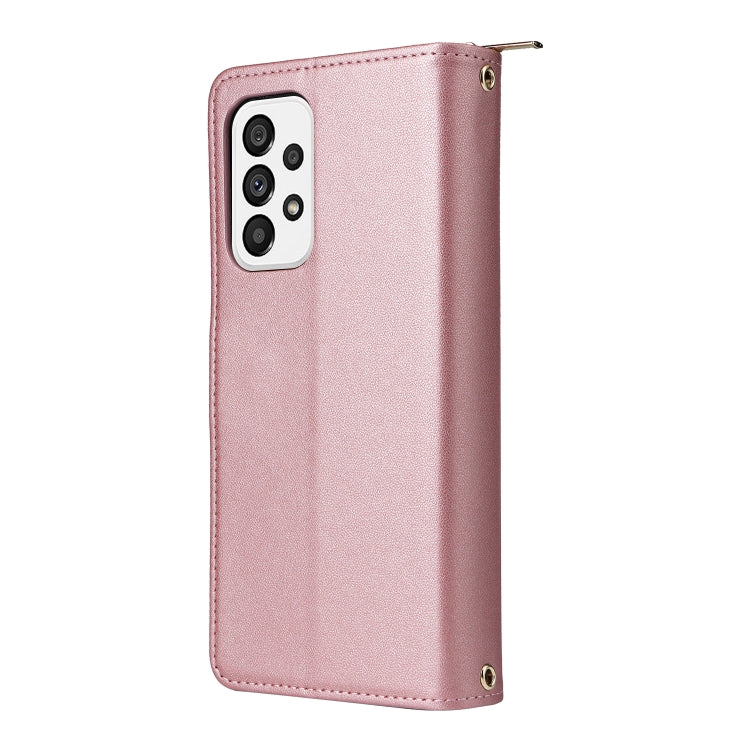 For Samsung Galaxy A73 5G Nine-card Slots Zipper Wallet Bag Leather Phone Case