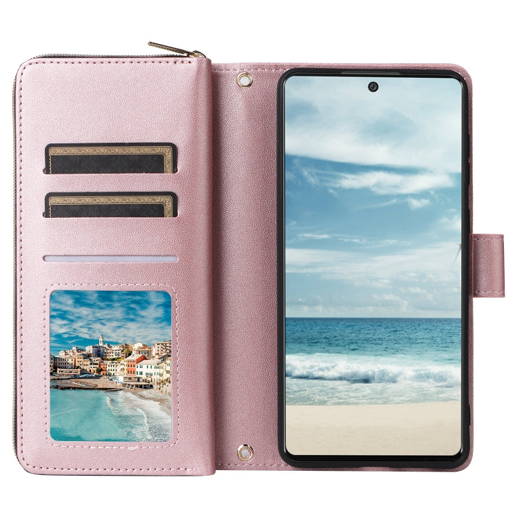 For Samsung Galaxy A73 5G Nine-card Slots Zipper Wallet Bag Leather Phone Case