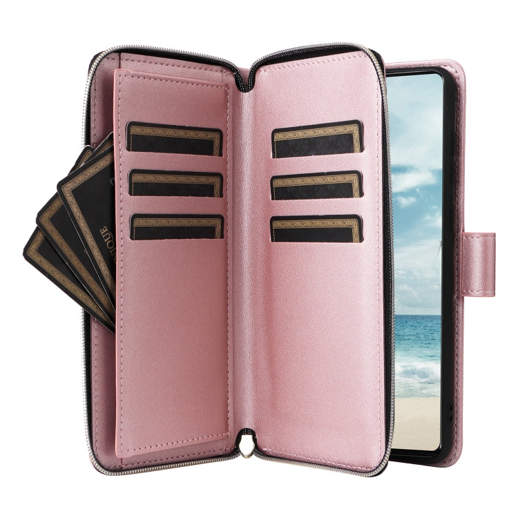 For Samsung Galaxy A73 5G Nine-card Slots Zipper Wallet Bag Leather Phone Case