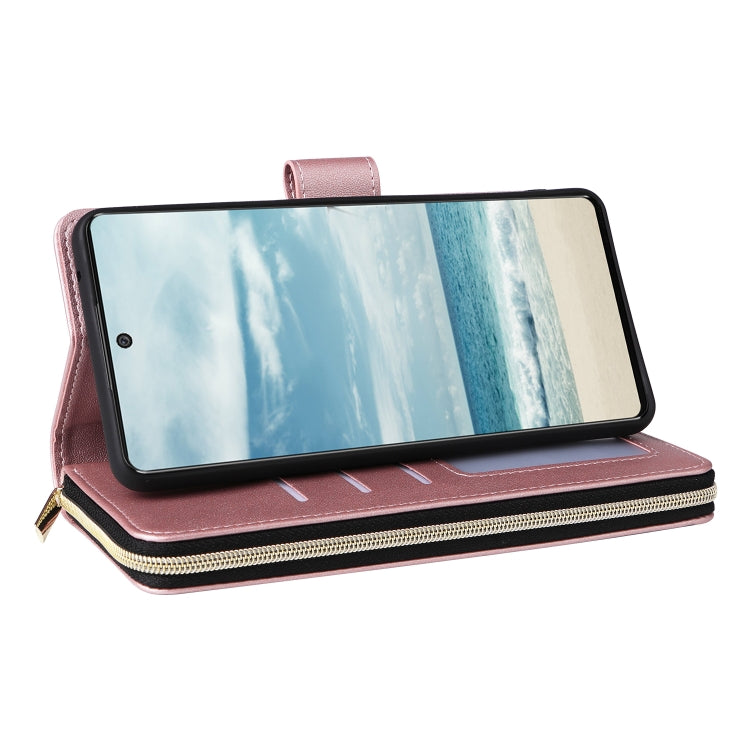 For Samsung Galaxy A73 5G Nine-card Slots Zipper Wallet Bag Leather Phone Case