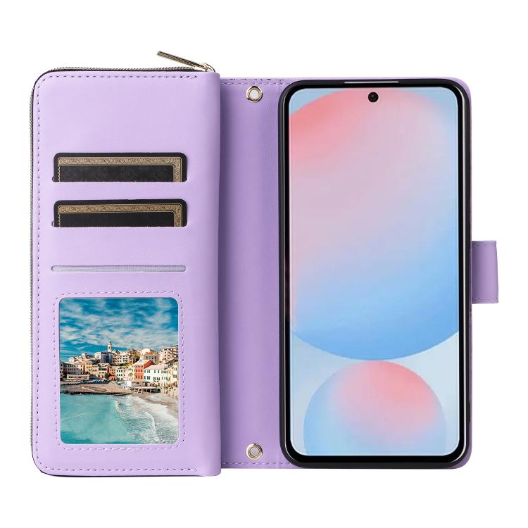 For Samsung Galaxy A56 Nine-card Slots Zipper Wallet Bag Leather Phone Case