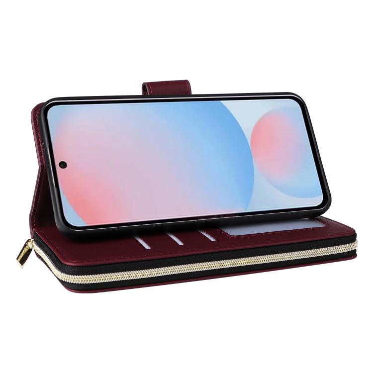 For Samsung Galaxy A56 Nine-card Slots Zipper Wallet Bag Leather Phone Case