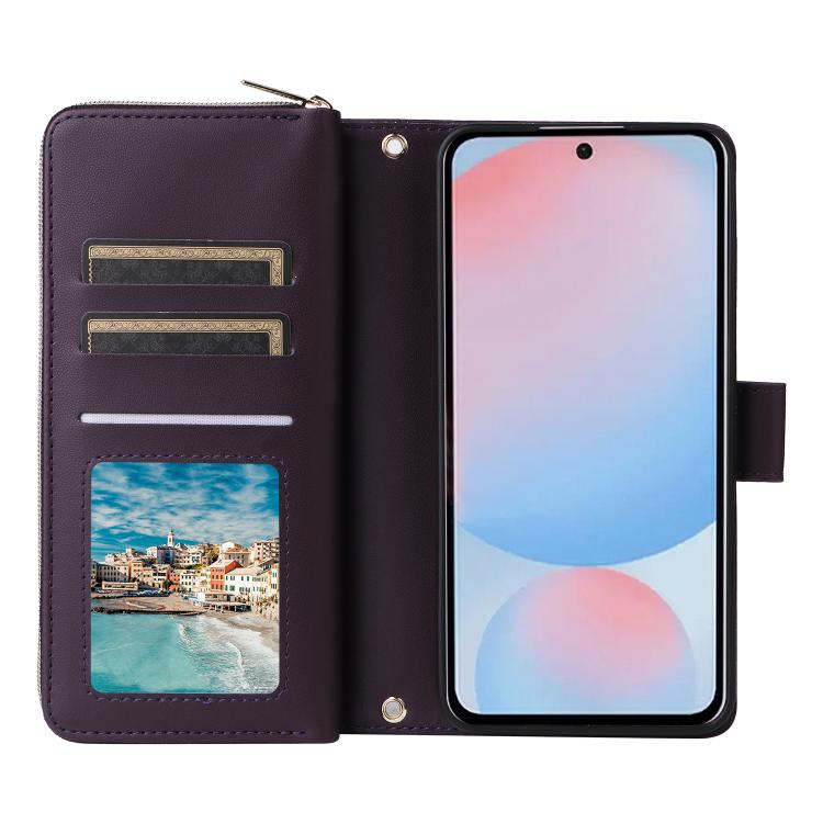 For Samsung Galaxy A56 Nine-card Slots Zipper Wallet Bag Leather Phone Case