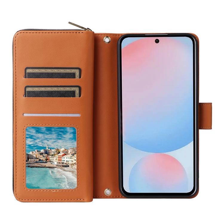 For Samsung Galaxy A56 Nine-card Slots Zipper Wallet Bag Leather Phone Case