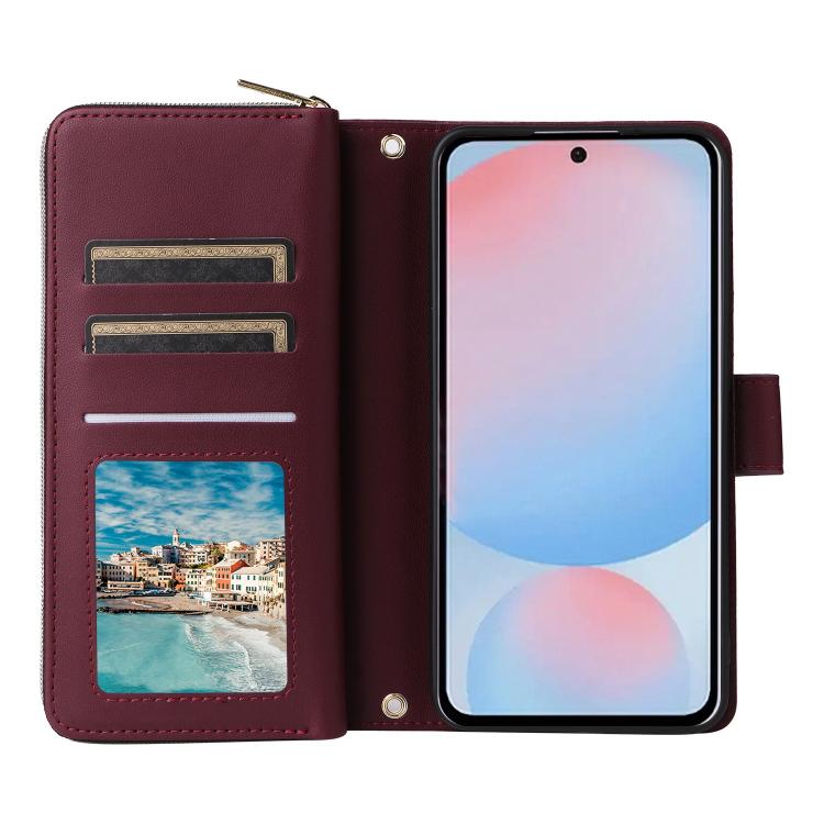 For Samsung Galaxy A36 5G / A37 5G Nine-card Slots Zipper Wallet Bag Leather Phone Case