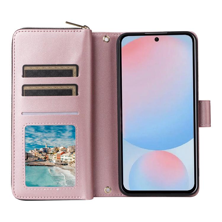 For Samsung Galaxy A37 5G Nine-card Slots Zipper Wallet Bag Leather Phone Case